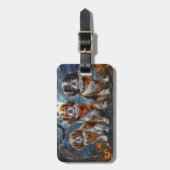 Tibetisch-Spaniel Halloween Spooky Gepäckanhänger (Vorderseite vertikal)