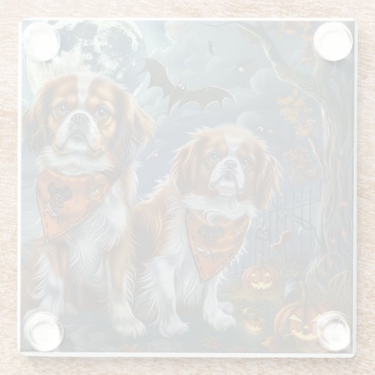 Tibetisch-Spaniel Halloween Spooky Glasuntersetzer (Rückseite)
