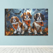 Tibetisch-Spaniel Halloween Spooky Leinwanddruck (Insitu (Holzboden))