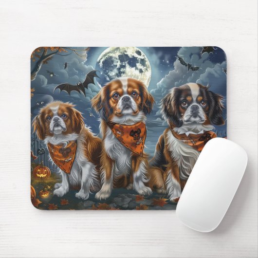 Tibetisch-Spaniel Halloween Spooky Mousepad (Mit Mouse)