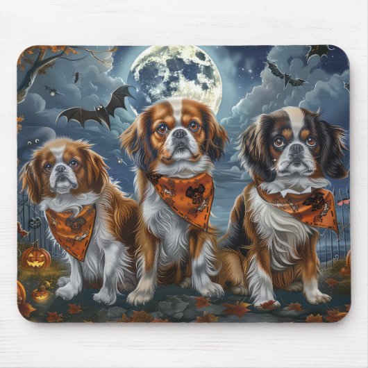 Tibetisch-Spaniel Halloween Spooky Mousepad (Vorne)