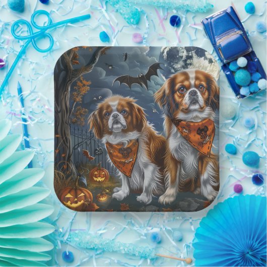 Tibetisch-Spaniel Halloween Spooky Pappteller (Party)