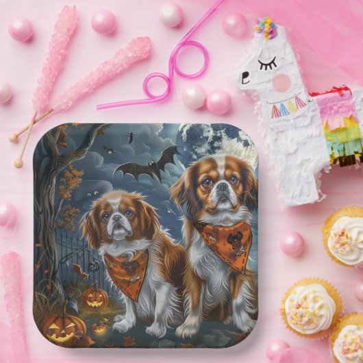 Tibetisch-Spaniel Halloween Spooky Pappteller (Party)