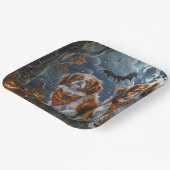 Tibetisch-Spaniel Halloween Spooky Pappteller (Gewinkelt)