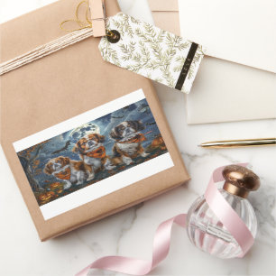 Tibetisch-Spaniel Halloween Spooky Rechteckiger Aufkleber