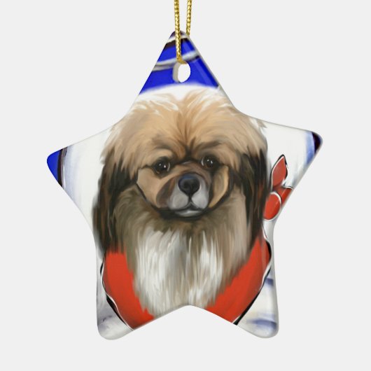 Tibetisch-Spaniel Keramikornament (Links)