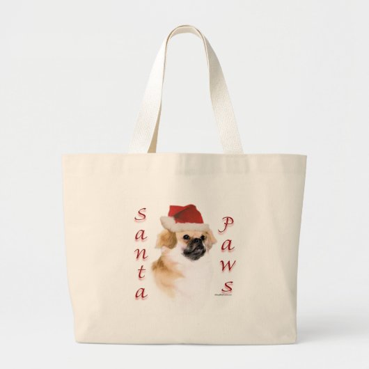 Tibetisch-Spaniel Santa Paws Jumbo Stoffbeutel (Vorne)