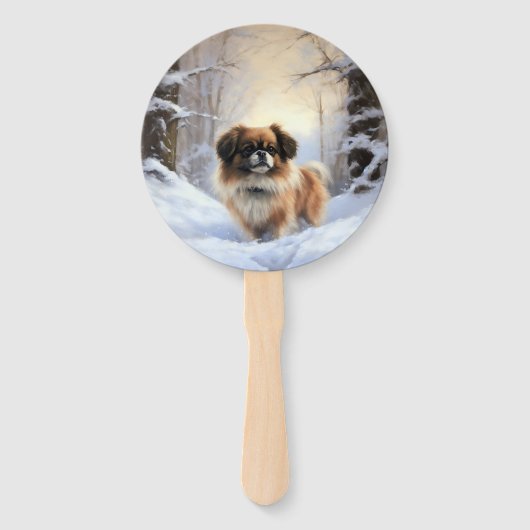 Tibetisch-Spanier lassen Weihnachten schneeweilen Fächer (Vorderseite)