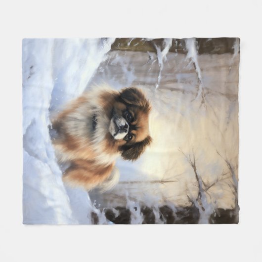 Tibetisch-Spanier lassen Weihnachten schneeweilen Fleecedecke (Vorderseite (Horizontal))