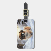 Tibetisch-Spanier lassen Weihnachten schneeweilen Gepäckanhänger (Vorderseite vertikal)