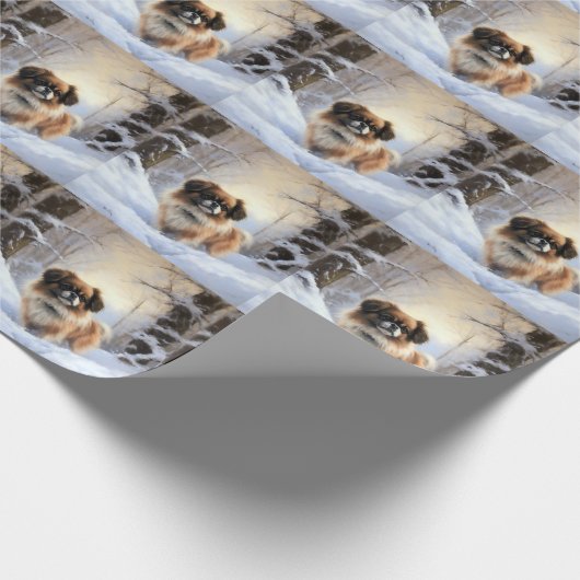 Tibetisch-Spanier lassen Weihnachten schneeweilen Geschenkpapier (Ecke)