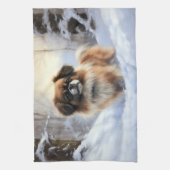 Tibetisch-Spanier lassen Weihnachten schneeweilen Geschirrtuch (Vertikal)