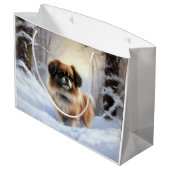 Tibetisch-Spanier lassen Weihnachten schneeweilen Große Geschenktüte (Rückseite Schrägansicht)