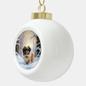 Tibetisch-Spanier lassen Weihnachten schneeweilen Keramik Kugel-Ornament (Rechts)