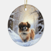 Tibetisch-Spanier lassen Weihnachten schneeweilen Keramik Ornament (Links)