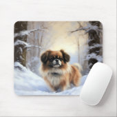 Tibetisch-Spanier lassen Weihnachten schneeweilen Mousepad (Mit Mouse)