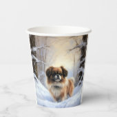 Tibetisch-Spanier lassen Weihnachten schneeweilen Pappbecher (Rückseite)