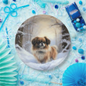 Tibetisch-Spanier lassen Weihnachten schneeweilen Pappteller (Party)