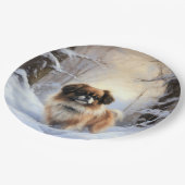 Tibetisch-Spanier lassen Weihnachten schneeweilen Pappteller (Schrägansicht)