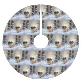 Tibetisch-Spanier lassen Weihnachten schneeweilen Polyester Weihnachtsbaumdecke (Vorderseite)