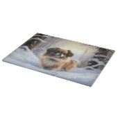 Tibetisch-Spanier lassen Weihnachten schneeweilen Schneidebrett (Ecke)