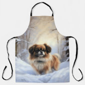 Tibetisch-Spanier lassen Weihnachten schneeweilen Schürze (Vorderseite)