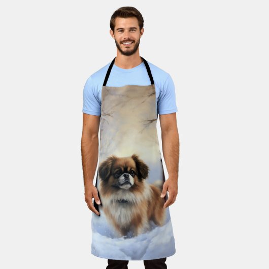 Tibetisch-Spanier lassen Weihnachten schneeweilen Schürze (Getragen)