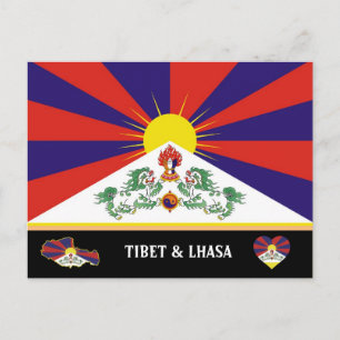 Tibetische Flagge & Himalaya-Landreise / Tibet Postkarte