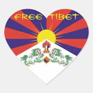 tibetische Flagge. Tibet Herz-Aufkleber
