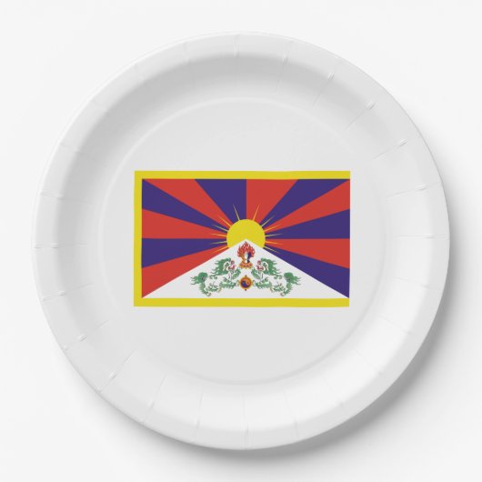 tibetische Flagge (Tibet) Pappteller (Vorderseite)