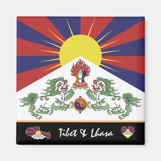 tibetische Flagge & Tibet - Reise Himalaya/Lhasa Magnet (Vorne)