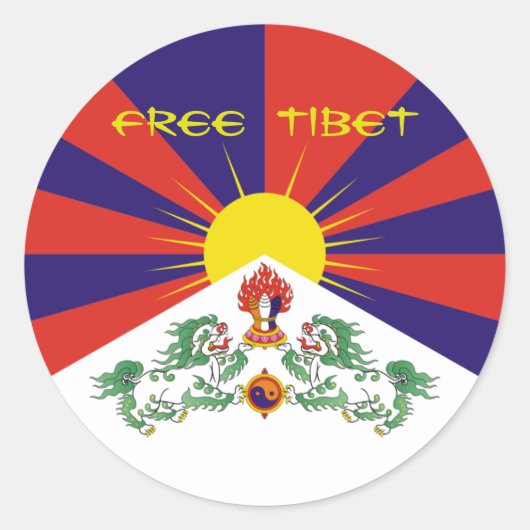tibetische Flagge. Tibet Runder Aufkleber (Vorderseite)