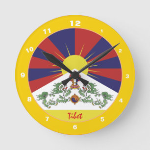 tibetische Flagge & Tibet-Trendmode / Design-Uhr Runde Wanduhr