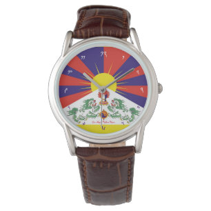 tibetische Flaggenüberwachung - Zeit für Tibet und Armbanduhr