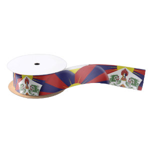Tibetische Hearts und tibetische Flagge / Tibet Satinband