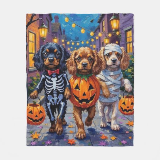 Tibetische Hunde Spaniens zu Halloween-Kostümen Fleecedecke (Vorderseite)