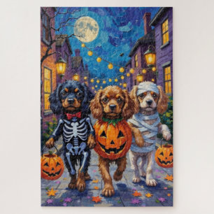 Tibetische Hunde Spaniens zu Halloween-Kostümen Puzzle