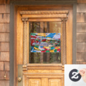 tibetische Landschaft mit Gebetsfahnen - Himalaya Fensteraufkleber (Haustür)