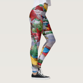tibetische Landschaft mit Gebetsfahnen - Himalaya Leggings
