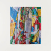 tibetische Landschaft mit Gebetsfahnen - Himalaya Wandteppich (Vorderseite)