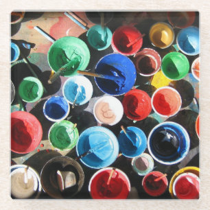 tibetische Malgeräte Glasuntersetzer