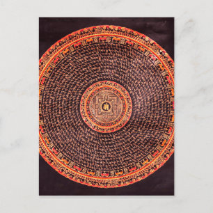 Tibetische Mandala-Kunst (Schwarz, Gold, Rot, Gelb Postkarte