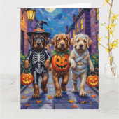 Tibetische Mastiff-Hunde zu Halloween-Kostümen Karte (Gelbe Blume)