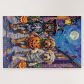 Tibetische Mastiff-Hunde zu Halloween-Kostümen Puzzle (Horizontal)
