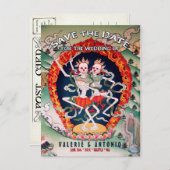 Tibetische Skelette tanzen Save the Date Postkarte (Vorne/Hinten)