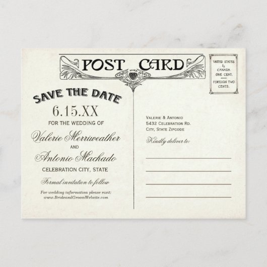 Tibetische Skelette tanzen Save the Date Postkarte (Rückseite)