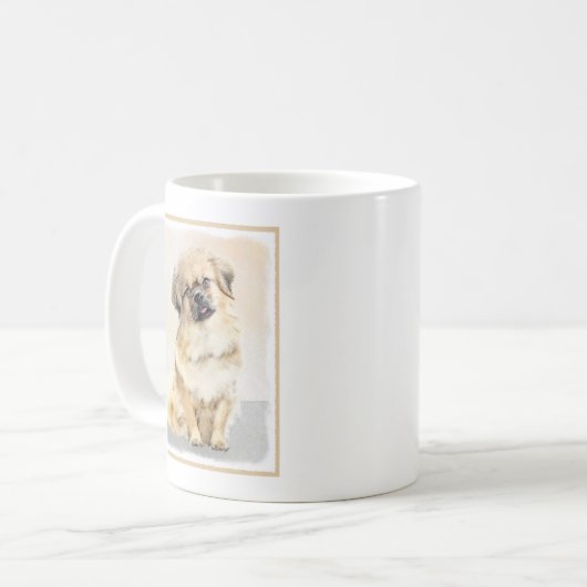 Tibetische spanische Malerei - Niedliche Hundekuns Kaffeetasse (Vorderseite Links)