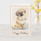 Tibetische spanische Malerei - Niedliche Hundekuns Karte (Gelbe Blume)