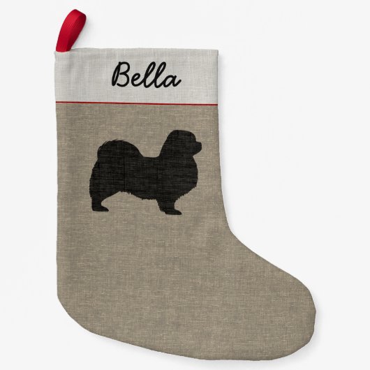 Tibetische Spanische Silhouette Hund Holiday Custo Kleiner Weihnachtsstrumpf (Vorderseite)