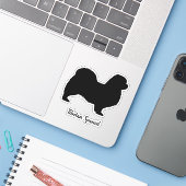 Tibetische Spanische Silhouette Hunde Rasse Vinyl  Aufkleber (Laptop mit iPhone)